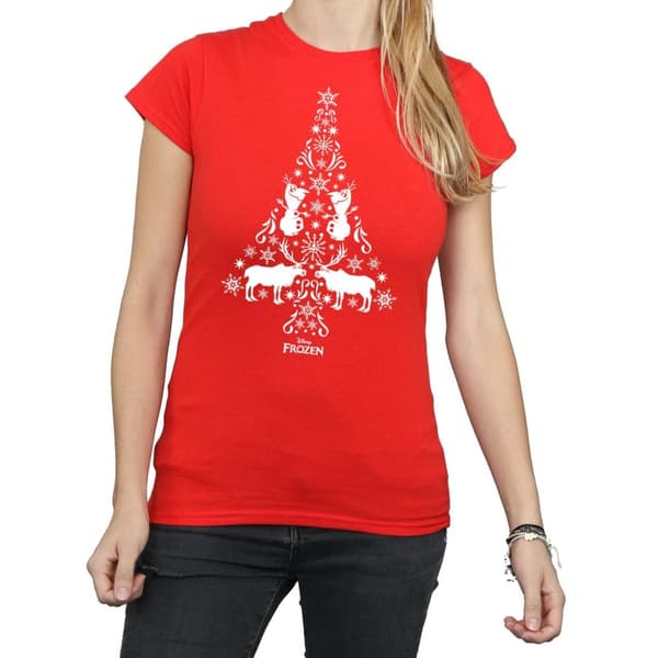 Disney Dam/Tjej Frozen Julgran Bomulls-T-shirt