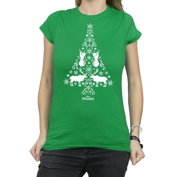 Disney Dam/Tjej Frozen Julgran Bomulls-T-shirt