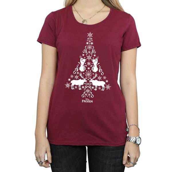 Disney Womens/Ladies Frozen Christmas Tree Cotton T-Shirt