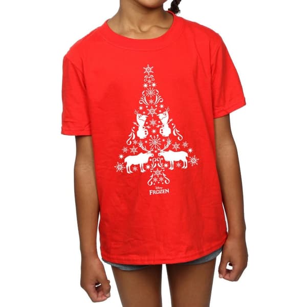 Disney Frozen Christmas Tree T-shirt i bomull för flickor