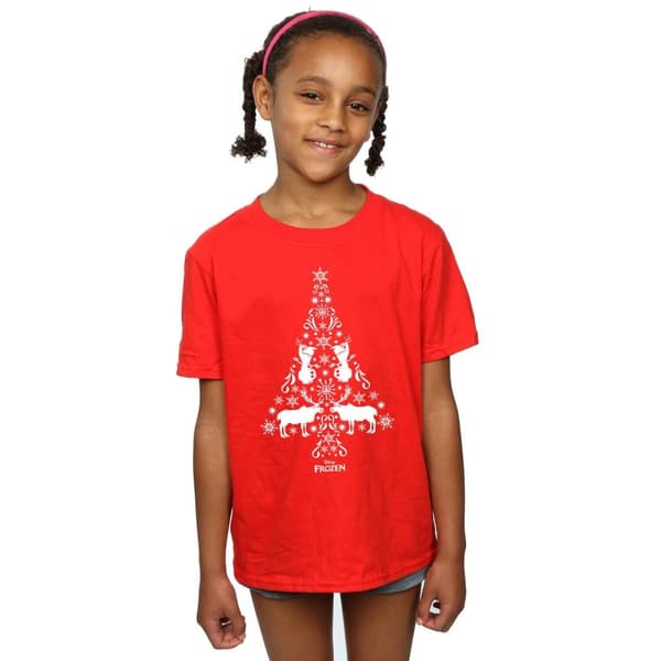 Disney Frozen Christmas Tree T-shirt i bomull för flickor