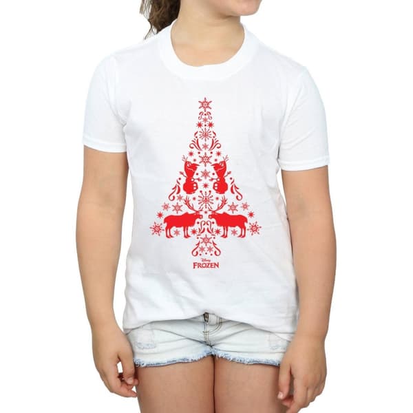 Disney Frozen Christmas Tree T-shirt i bomull för flickor