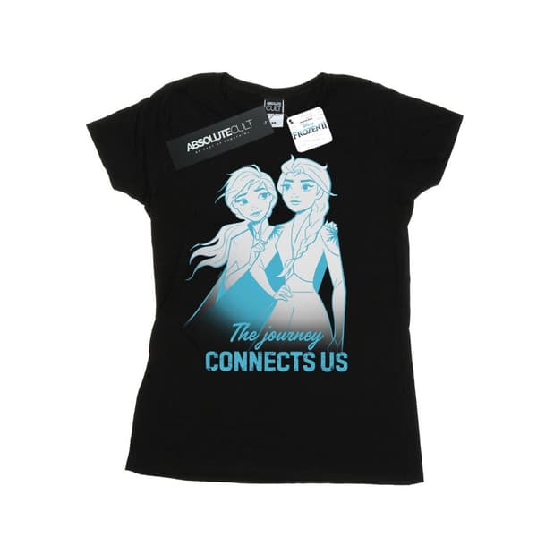 Disney Dam/Tjej Frozen 2 Elsa och Anna The Journey Connects Us T-shirt i bomull Black L