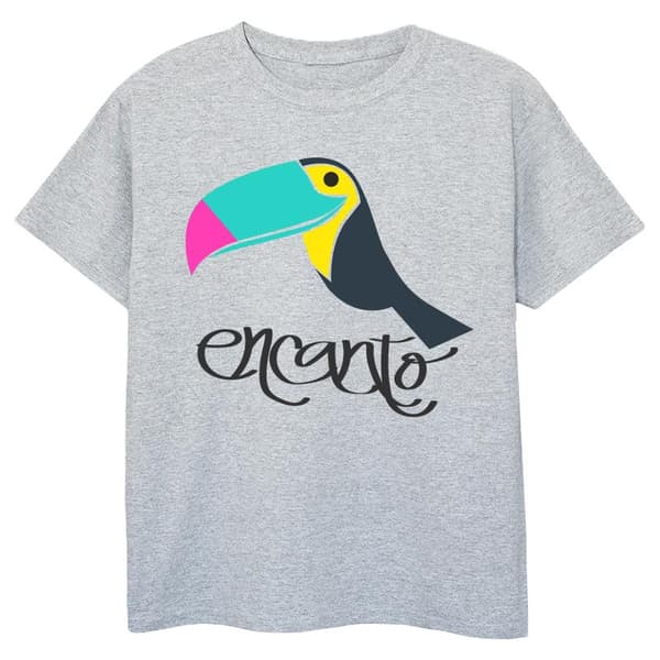 Disney Encanto Toucan bomulls-T-shirt för flickor Sports Grey 12-13 Years