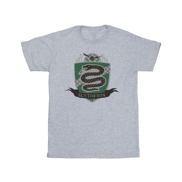 Harry Potter Girls Slytherin Chest Badge Cotton T-Shirt Sports Grey 12-13 Years