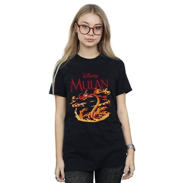 Disney Dam/Lady Mulan Mushu Dragon Fire Boyfriend T-shirt i bomull