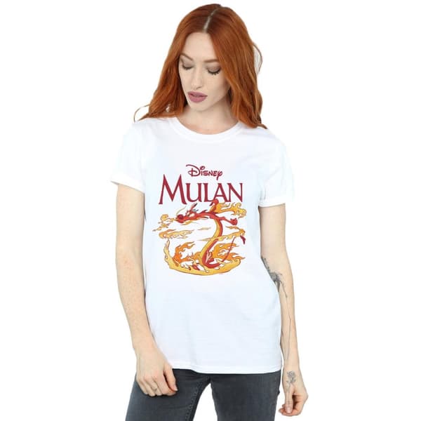 Disney Dam/Lady Mulan Mushu Dragon Fire Boyfriend T-shirt i bomull