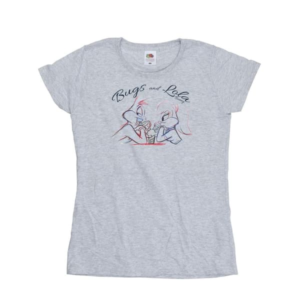 Looney Tunes Dam/Tjej - Bugs And Lola - T-shirt i bomull med skiss