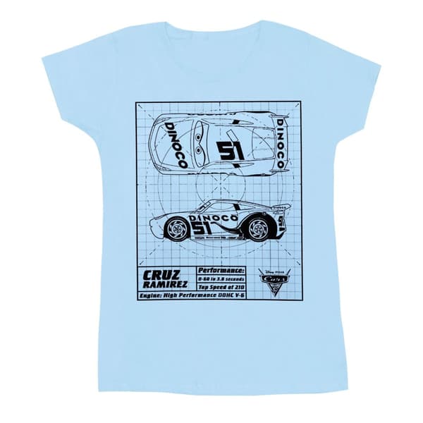Disney Womens/Ladies Cars Cruz Ramirez Blueprint Cotton T-Shirt