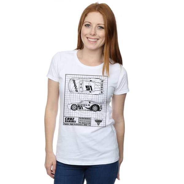 Disney Womens/Ladies Cars Cruz Ramirez Blueprint Cotton T-Shirt