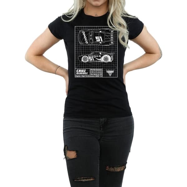 Disney Womens/Ladies Cars Cruz Ramirez Blueprint Cotton T-Shirt