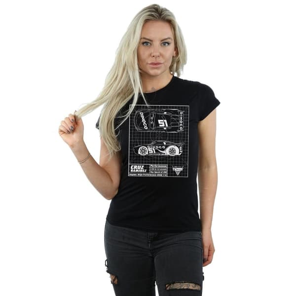 Disney Womens/Ladies Cars Cruz Ramirez Blueprint Cotton T-Shirt
