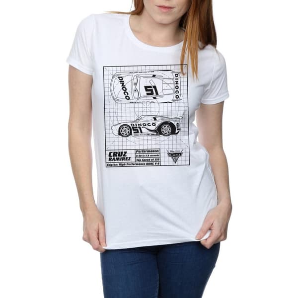 Disney Womens/Ladies Cars Cruz Ramirez Blueprint Cotton T-Shirt