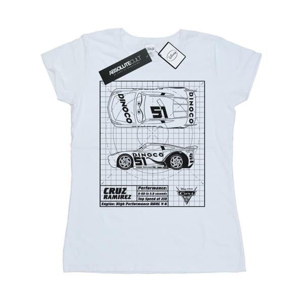 Disney Womens/Ladies Cars Cruz Ramirez Blueprint Cotton T-Shirt
