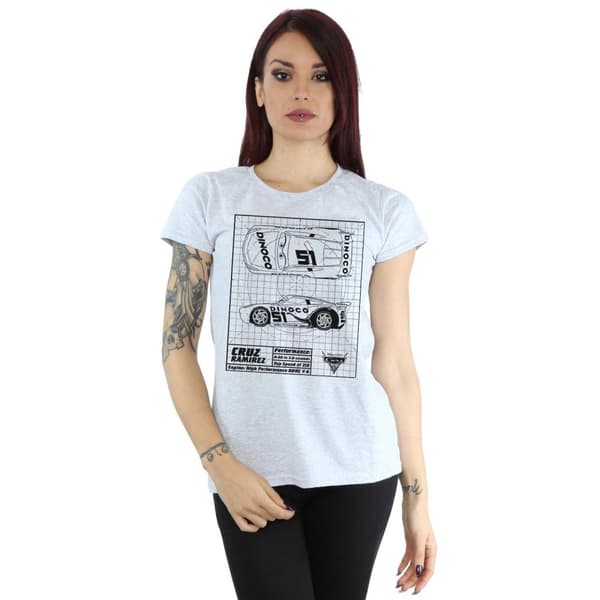 Disney Womens/Ladies Cars Cruz Ramirez Blueprint Cotton T-Shirt