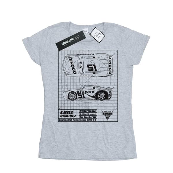 Disney Womens/Ladies Cars Cruz Ramirez Blueprint Cotton T-Shirt