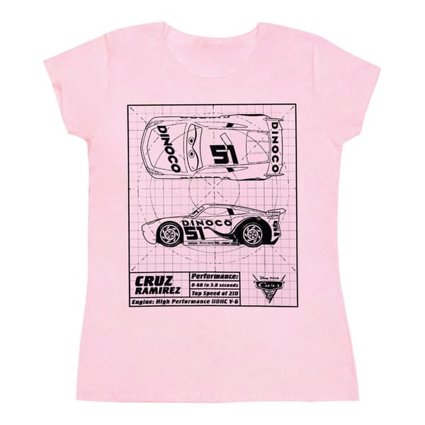 Disney Womens/Ladies Cars Cruz Ramirez Blueprint Cotton T-Shirt