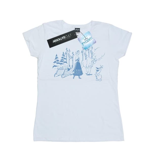 Disney Womens/Ladies Frozen Anna Sven And Olaf Cotton T-Shirt White M