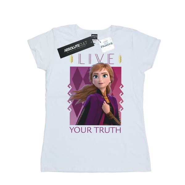 Disney Womens/Ladies Frozen 2 Anna Live Your Truth Cotton T-Shirt White L