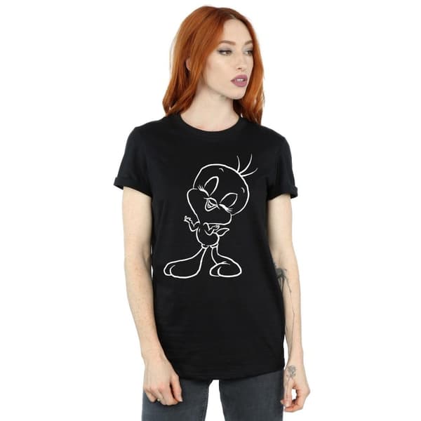 Looney Tunes Womens/Ladies Tweety Pie Outline Cotton Boyfriend T-Shirt