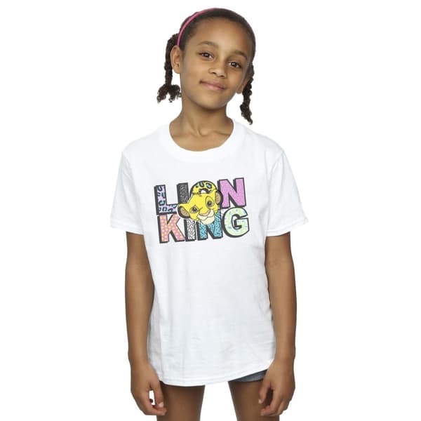 Disney Girls The Lion King Pattern Logo Cotton T-Shirt