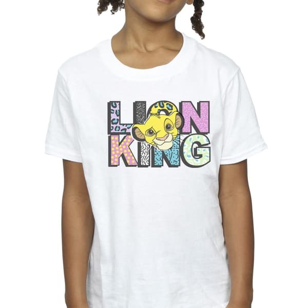 Disney Girls The Lion King Pattern Logo Cotton T-Shirt