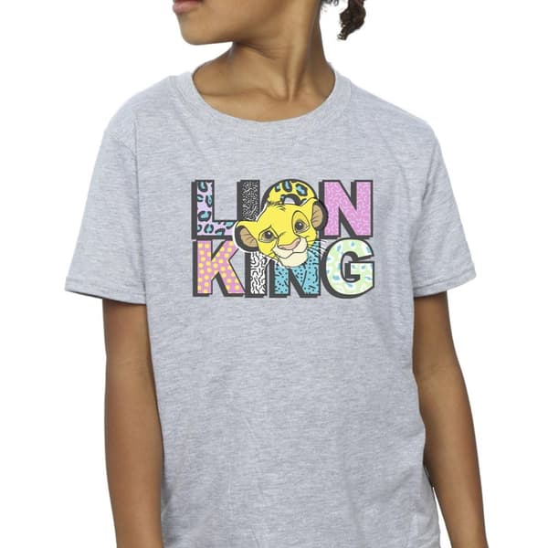 Disney Girls The Lion King Pattern Logo Cotton T-Shirt