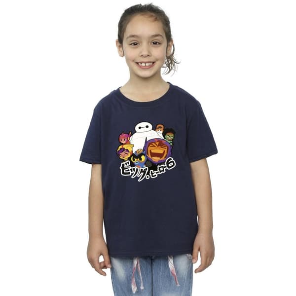 Disney Girls Big Hero 6 Baymax Group Manga Cotton T-Shirt