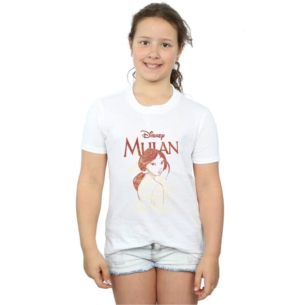 Disney Girls Mulan Dragon Sketch Cotton T-Shirt