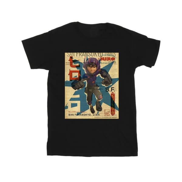 Disney T-shirt i bomull för flickor - Big Hero 6 Baymax Hiro Newspaper