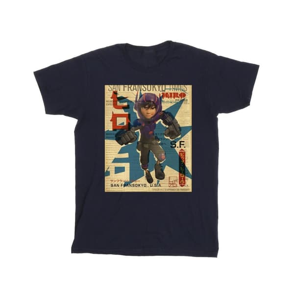 Disney T-shirt i bomull för flickor - Big Hero 6 Baymax Hiro Newspaper