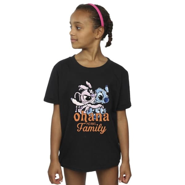 Disney Girls Lilo And Stitch Ohana Angel Hug Cotton T-Shirt
