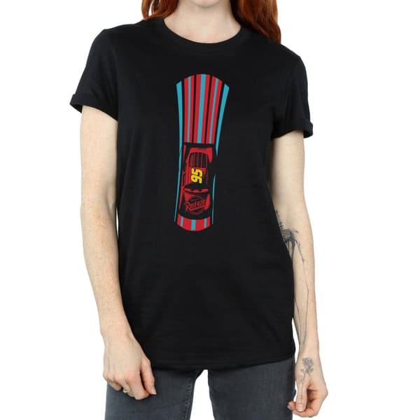 Disney Womens/Ladies Cars Lightning McQueen Stripes Cotton Boyfriend T-Shirt