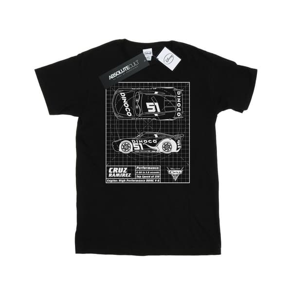 Disney Mens Cars Cruz Ramirez Blueprint T-Shirt Black 3XL