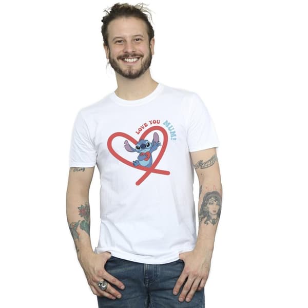 Disney Mens Lilo & Stitch Love You Mum T-Shirt