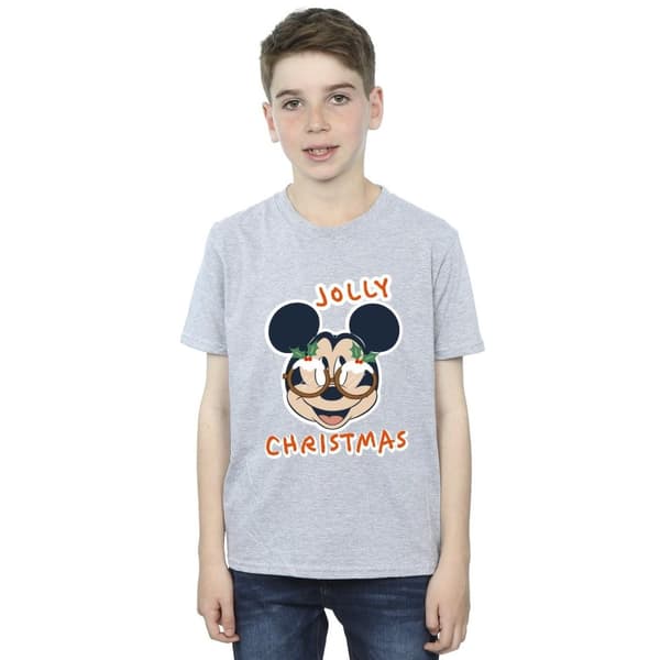 Disney Boys Mickey Mouse Jolly Christmas Glasses T-Shirt