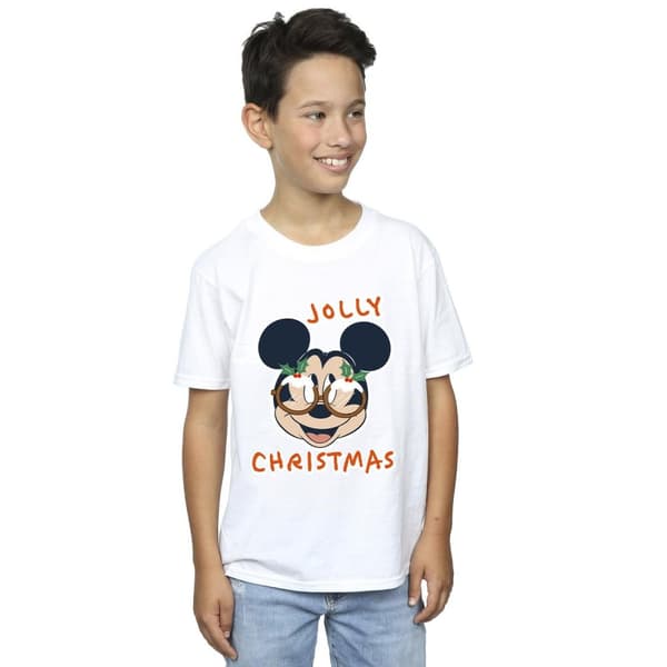 Disney Boys Mickey Mouse Jolly Christmas Glasses T-Shirt