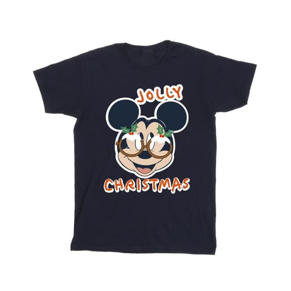 Disney Boys Mickey Mouse Jolly Christmas Glasses T-Shirt