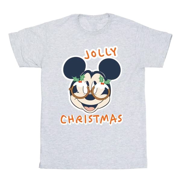 Disney Boys Mickey Mouse Jolly Christmas Glasses T-Shirt