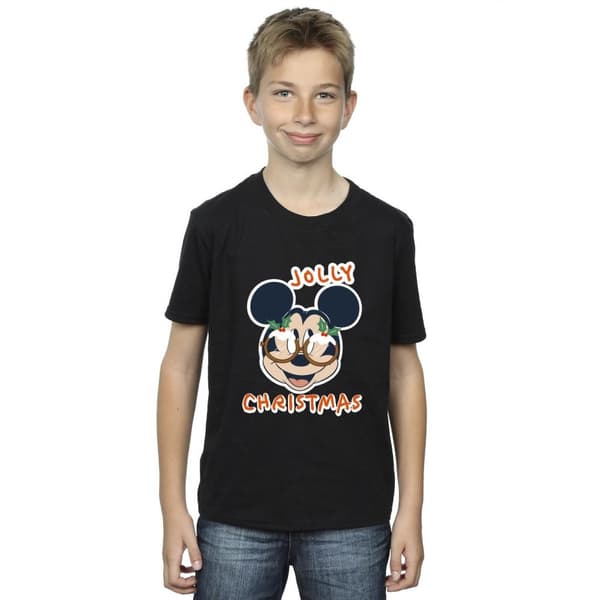 Disney Boys Mickey Mouse Jolly Christmas Glasses T-Shirt
