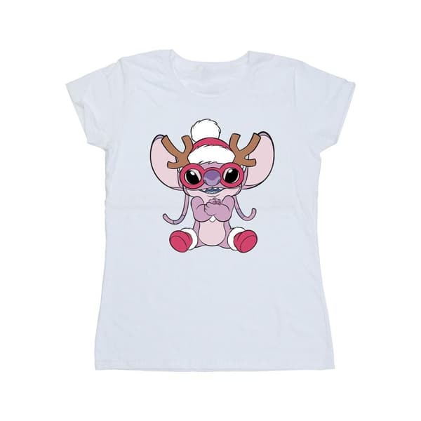 Disney Womens/Ladies Lilo & Stitch Angel Reindeer Cotton T-Shirt