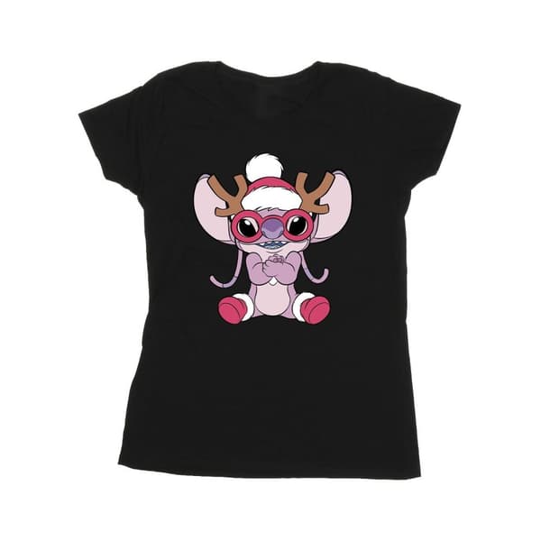 Disney Womens/Ladies Lilo & Stitch Angel Reindeer Cotton T-Shirt