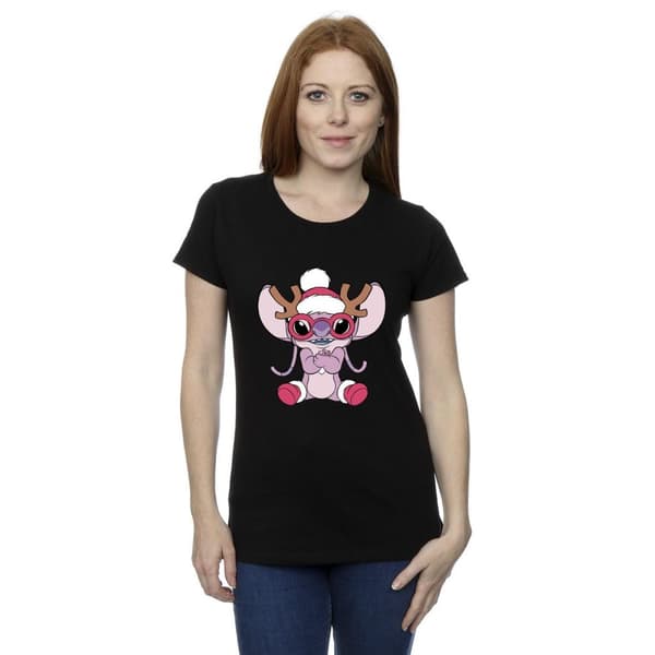 Disney Womens/Ladies Lilo & Stitch Angel Reindeer Cotton T-Shirt
