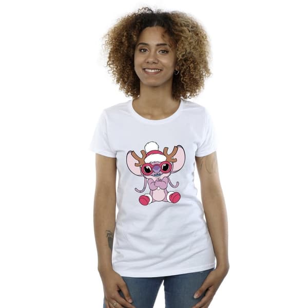 Disney Womens/Ladies Lilo & Stitch Angel Reindeer Cotton T-Shirt