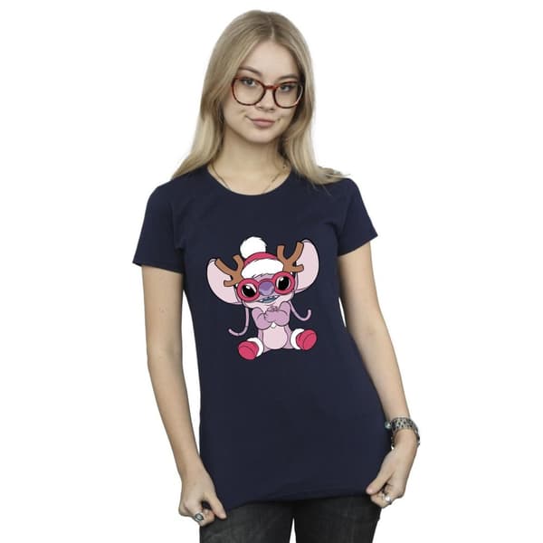 Disney Womens/Ladies Lilo & Stitch Angel Reindeer Cotton T-Shirt
