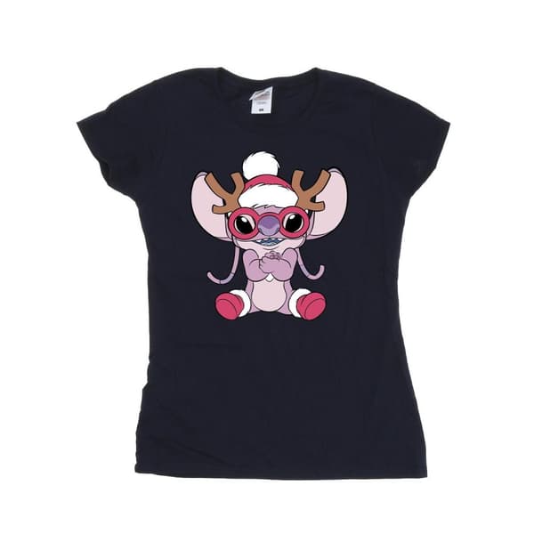 Disney Womens/Ladies Lilo & Stitch Angel Reindeer Cotton T-Shirt