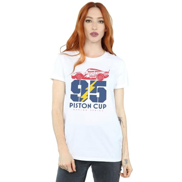 Disney Dam/Tjej Cars Piston Cup 95 Boyfriend-T-shirt i bomull