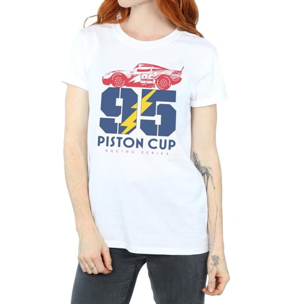 Disney Dam/Tjej Cars Piston Cup 95 Boyfriend-T-shirt i bomull