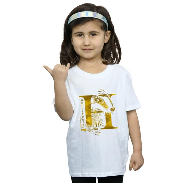 Harry Potter Girls Hufflepuff Badger Cotton T-Shirt