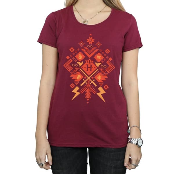 Harry Potter Womens/Ladies Christmas Fair Isle Cotton T-Shirt